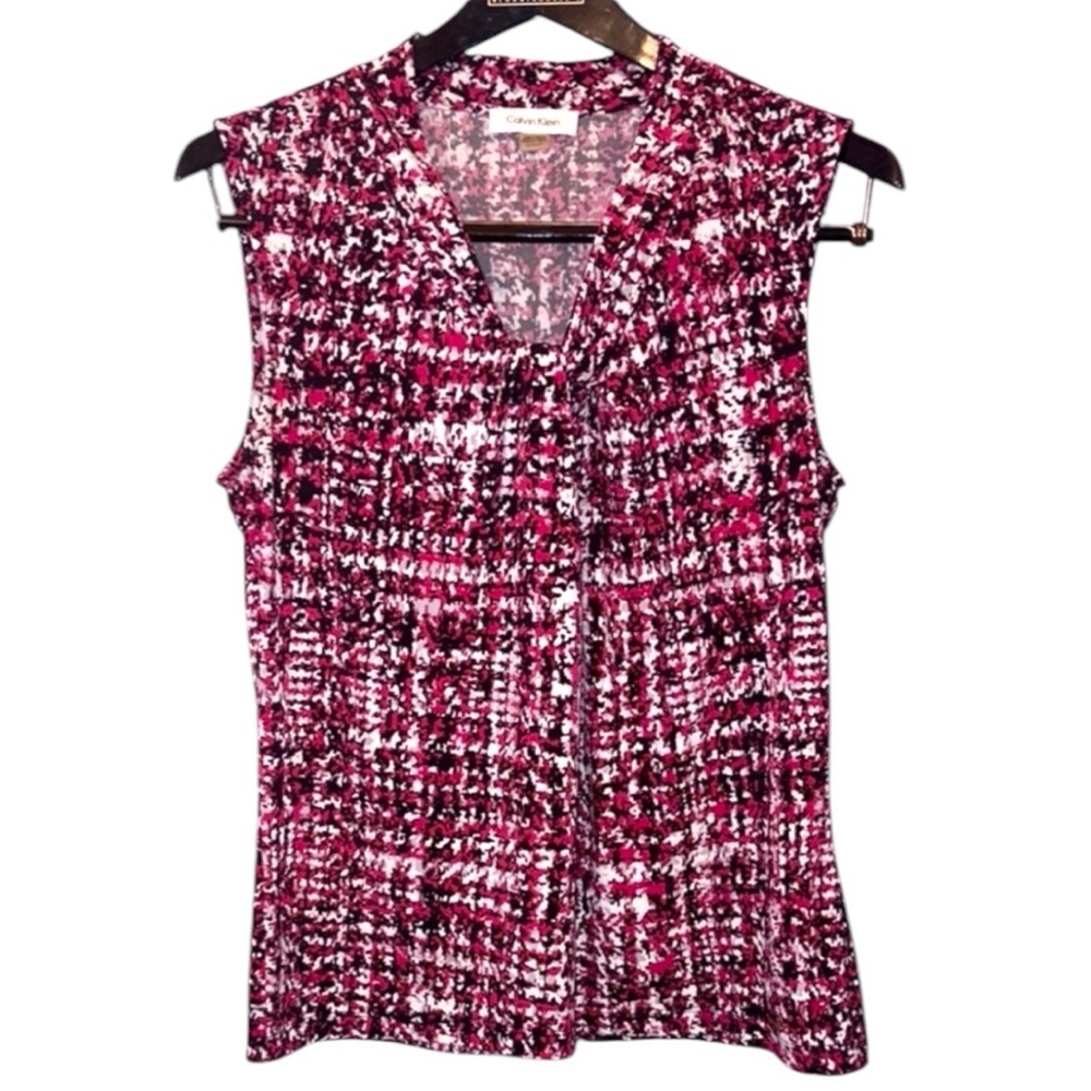 Calvin Klein Women's‎ Sleeveless Top - Pink and Black Size Small